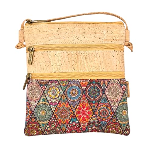 DeCarbonize Sac à main en liège - Sac à bandoulière - Cuir végétalien - Durable, marron, 14 cm x 23 cm x 2 cm