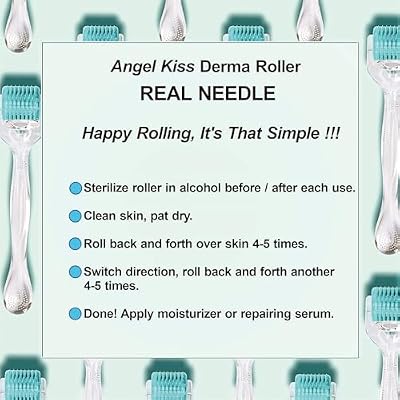 Angel Kiss Titanium Derma Roller for Face Body and Scalp - 192 Individual Needles 0.3mm - Microneedling Roller for Women and Men - Beard Roller for Men - Advanced 5