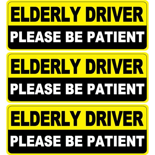 Image of 3 Pack Elderly Driver Car Magnet Sign, Senior Driver Magnet for Car, Please Be Patient Caution Sign to Old Grandma and Grandpa, Gag Prank Funny Gifts for Women, Men(Yellow)