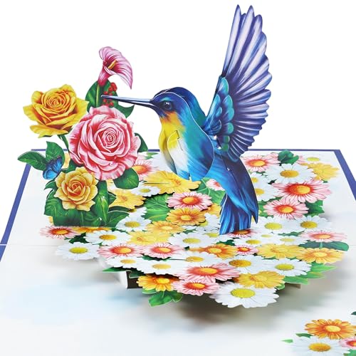 Airpark Hummingbird Pop Up Birthday Card, 3D Popup Greeting Card, Birthday Cards for Women, Pop Up Cards with Envelope, Mother's Day, Father's Day, Anniversary Card