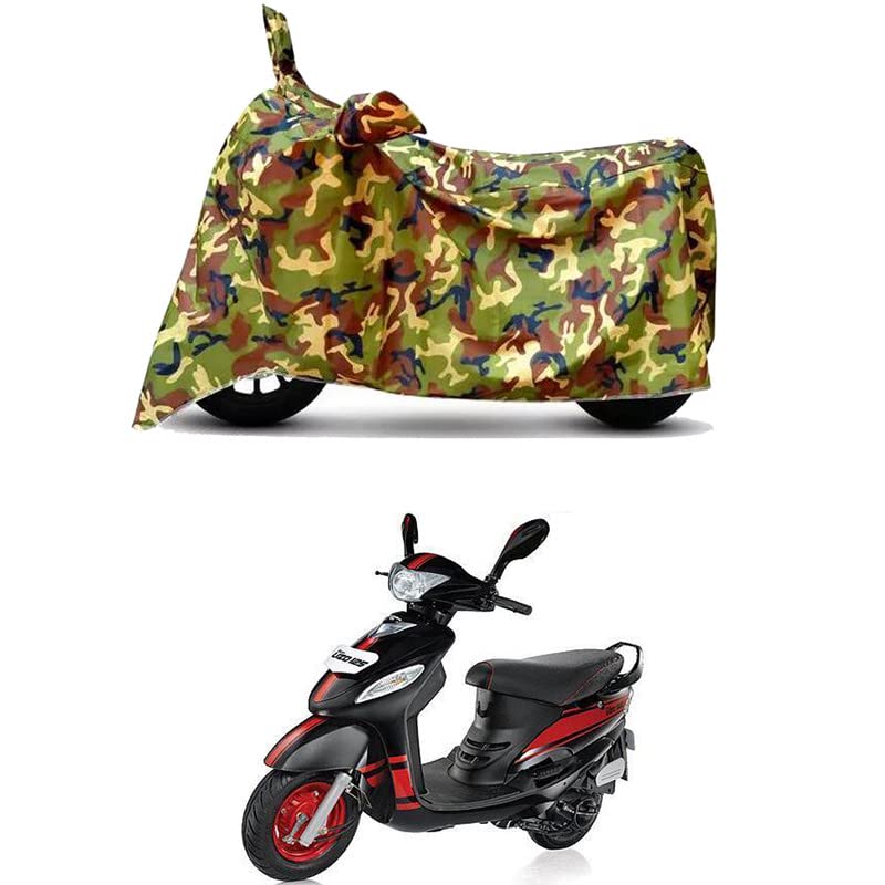 Image of Waterproof 100% PVC Coated Bike Scooty Two Wheeler Body Cover Compatible for Mahindra Rodeo UZO /UV-Rays /Heat Protection /Birds Dropping /Scratchproof /Dust Proof /All Varient[6X6 Jungle Print]