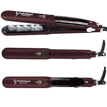 Amazon.com: Enderezadoras de vapor para el cabello, profesional de salón de  cerámica turmalina vapor Plancha de pelo y rizador, pantalla LED y  antiestática de doble voltaje enderezar rizador : Belleza y Cuidado