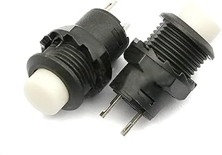 IENYU 20 interruptores de botón redondos DS-428/427 con bloqueo automático sin botón de bloqueo automático, rojo, verde, amarillo, azul, blanco, negro, 12 mm (color: blanco, tamaño: 20 piezas