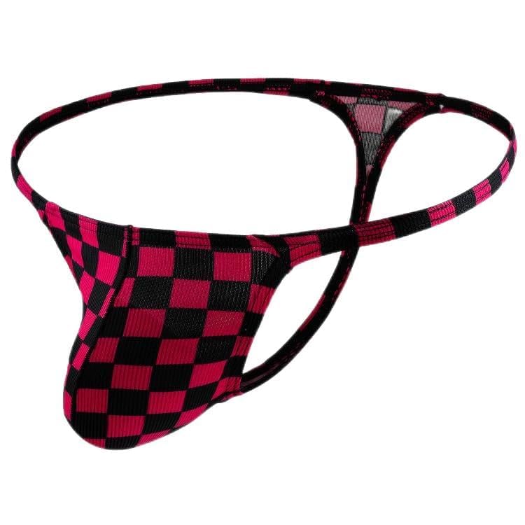 Men's Checkerboard G-String Thong with Striped Design - Comfort, Sensuality, and Style
