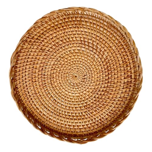 Unomor Rattan Lace Fruit Plate Woven Storage Basket Storage Baskets Bread Basket Food Tray Snack Tray Storage Rack Kitchen Food Serving Holder Home Storage Basket Sundries Storage Basket