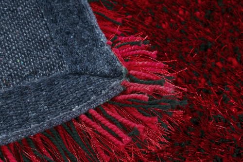 Image of FIASCO Tie Dye Shaggy Carpet Bedside Runner | 2 Inch Pile Height Back in Canvas for Bedroom, Kids Room, Guest Room Microfiber Soft Plush Fluffy Shaggy Carpet | 1.5x4 Feet Red Black Mix