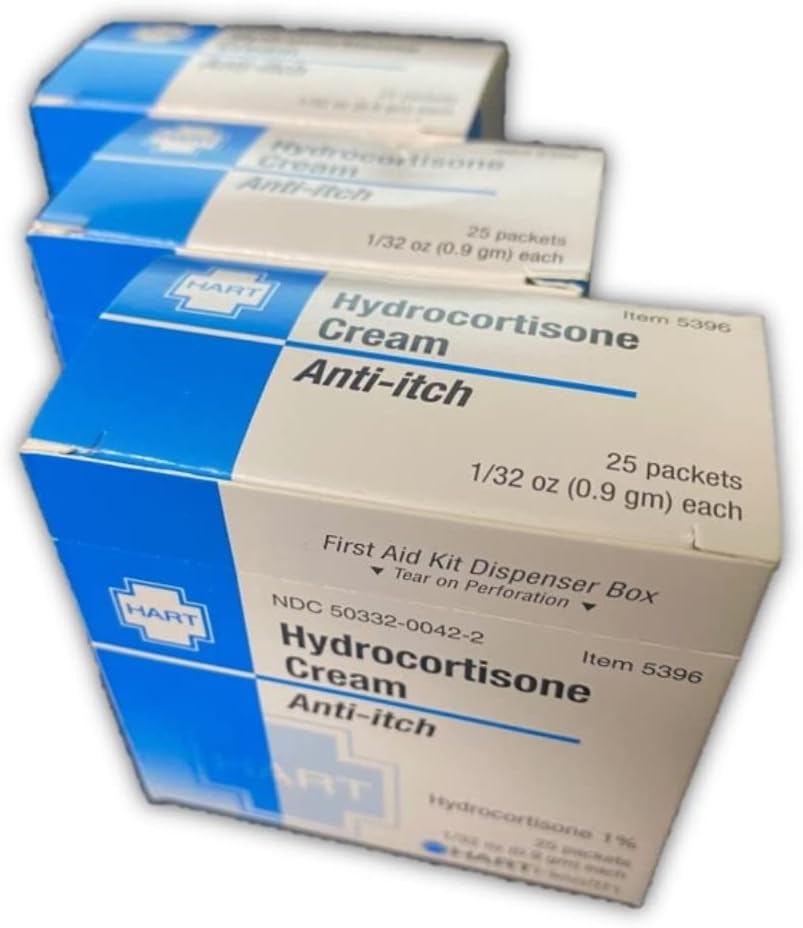 Hart Health 1% Hydrocortisone Anti-Itch Cream, Maximum Strength, 3 Boxes, 75 Foil Packets