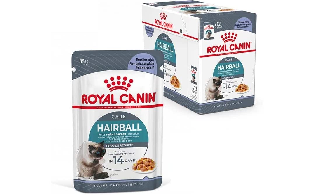 Royal Canin Hairball Care Jelly | 12 x 85 g | Alimento completo per gatti (pezzetti in gelatina) | Può contribuire a ridurre la formazione di boli di pelo