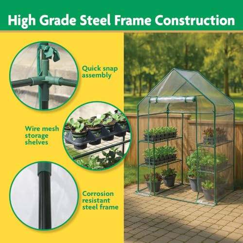 Miracle-Gro Walk-in Greenhouse, Removable Shelves, Clear, 4'8"x29"x6'5 - image 6