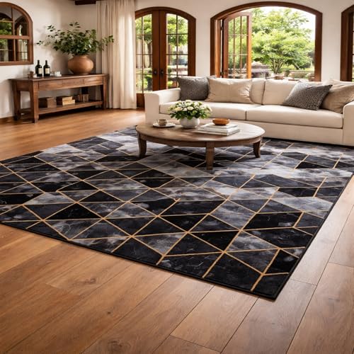 Alfombra moderna para dormitorio Rururug que transforma la calidez de su suelo gris 2