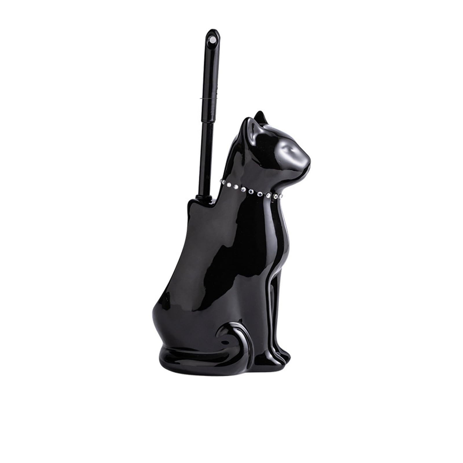Ziddar Black Soft Bristles Toilet Cleaning Brush Toilets Bowl Brush With Ceramic Cats Holder Toilet Cleaning Tool Bathroom Accessory Bathroom Toilet Brush Ceramic Cats