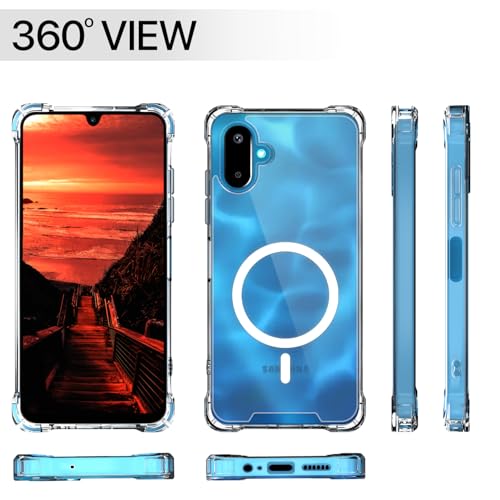 Image of Amazon Basics Back Cover for Samsung Galaxy F06 5G / M06 5G Mag-Safe Shockproof PC + TPU Protective Case Magnetic Support Bumper Case (Transparent Mag-Safe)