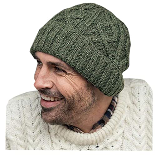 Aran Woollen Mills Diamond Cable Knit Hat (Green),...