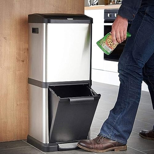 Cubo de basura de pie en acero inoxidable con gran capacidad 7