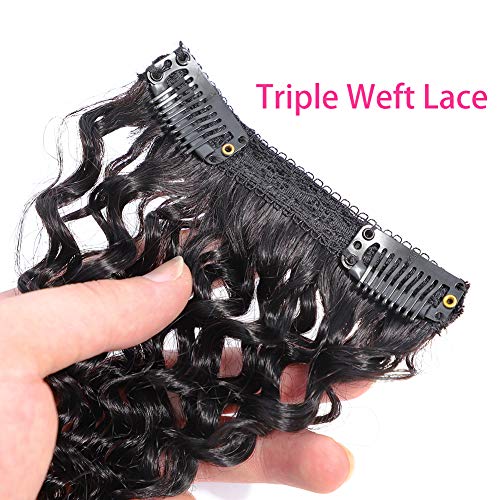 Urbeauty Kinkys Curly Clip in Human Hair Extensions for Black Women, 14 inch X2 Afro 3C 4A Curly clip ins Human Hair Extension 2 Set together 200gram/package