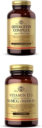 Solgar Complejo de quercetina con Ester-C Plus, 100 cápsulas vegetales - 50 porciones de vitamina D3 (colecalciferol) 250 MCG (10,000 UI), 120