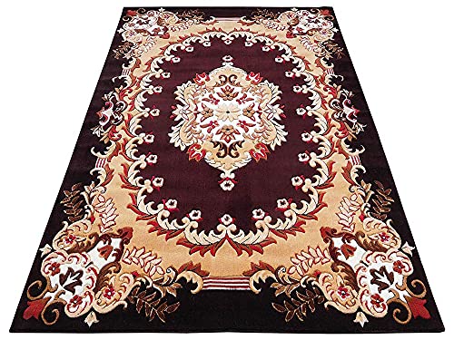 Image of Premium Soft Thick Geometric Rug - 6 x 8 Feet (180 x 235 Cm) Brown A - Anti-Skid, Washable, Acrylic for Living Room, Bedroom & Home Decor