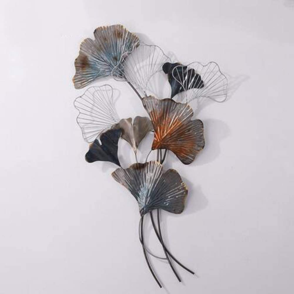 MObyat Decoración de Pared,Decoración de pared de metal grande: arte para colgar en la pared, arte de pared de metal, hoja de ginkgo dorada, decoración a gran escala, escultura de pared de metal, d