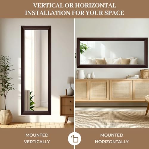 Image of Creative Arts n Frames 21 x 51 inch Full Length Dressing Chevel Long Fiber Wood Rectangular Framed HD Mirror Home Wall Living Room Decor Items (Regular Chocolate Brown Matty Framed HD Mirror)