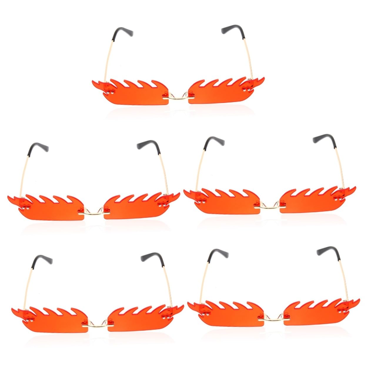 GALPADA 5paare Flammenförmige Randlose Sonnenbrille Für Damen Und Herren Kreative Sonnenbrille Für Partys Festivals Und Outdoor-aktivitäten Lustige Und Einzigartige Design