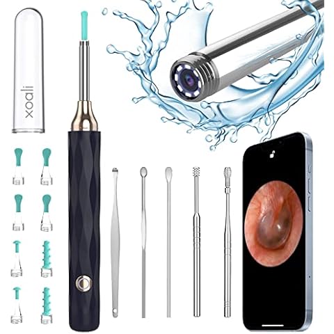 Xoali Ohrenschmalz Entferner Otoskop 1080P FHD, WIFI Ohrenreiniger mit Kamera, IP67 Wasserdicht Endoskop Ohr, Otoskop mit 6 LED Licht und 3.5mm Linse, per iPhone, Android und iPad (Dunkelblau) Cover