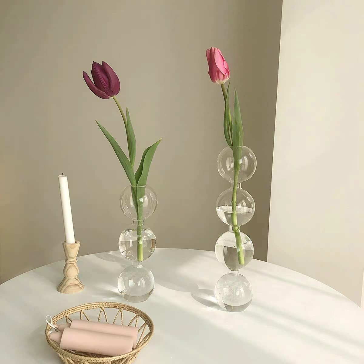 Amazon.co.jp: ガラス花瓶 フラワーベース バブルボールガラスの花瓶
