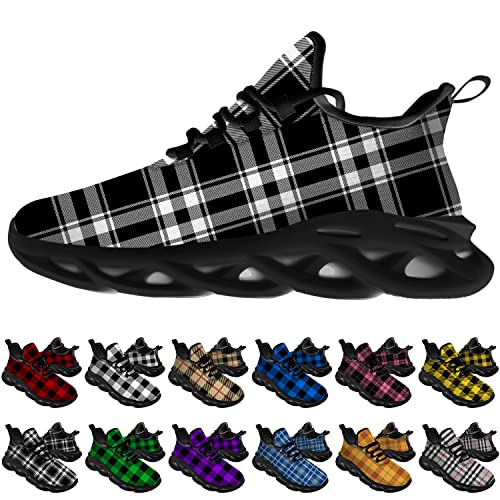 Ciadoon Plaid Shoes for Men Women Road Running Shoes Sport Walking Tennis Sneakers Athletic Shoes Gifts for Boy Girl