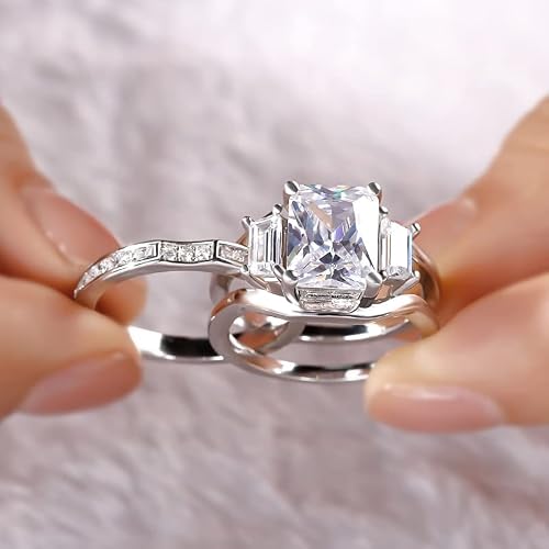 Jeulia 5 Carat Three Stone Engagement Rings Sterling Silver Interchangeable Cubic Zirconia Wedding Ring Set With Side Stones Bridal Promise Rings For Her With Jewelry Gift Box (6) #TOP4