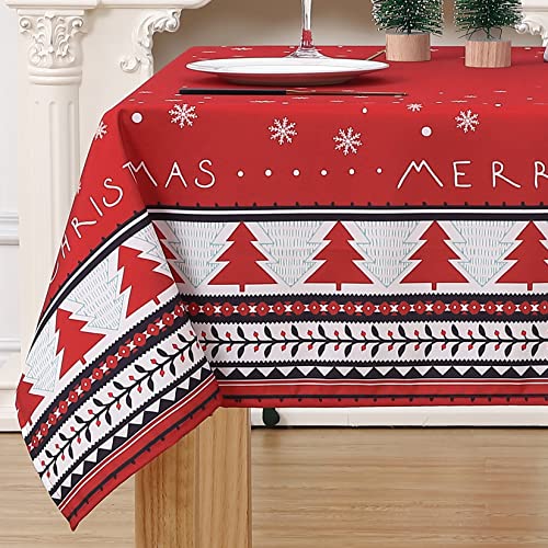 LinTimes Weihnachten Tischdecke Rot Wasserabweisend Tischwäsche...