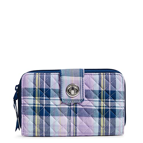 Vera Bradley Women's Cotton Turnlock Wallet With Rfid Protection, Amethyst Plaid - Recycled Cotton, One Size #TOP6