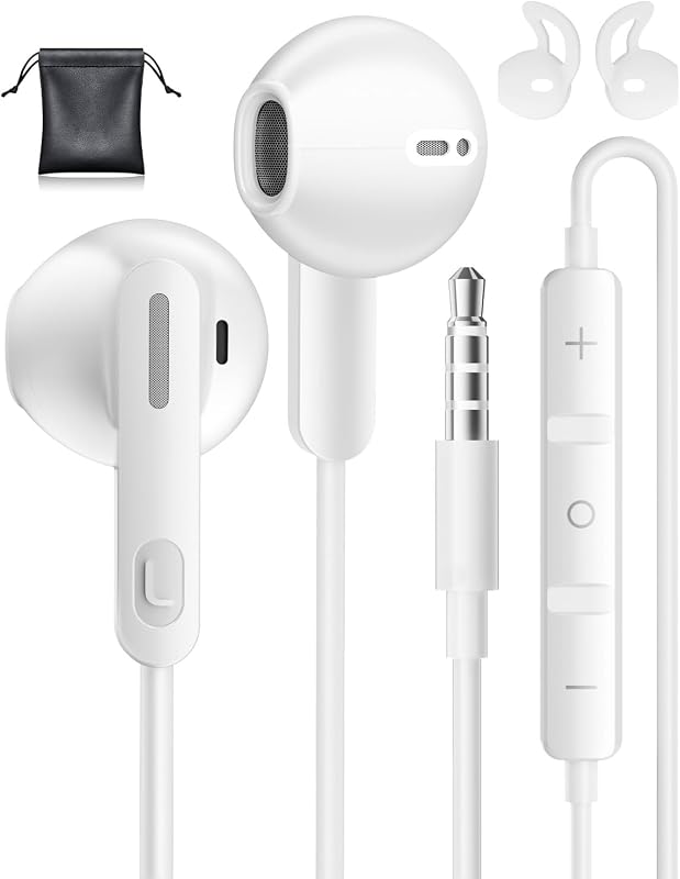 AILZPXX 3,5 mm Jack Fülhallgató Mikrofonnal és Hangerőszabályzóval - Vezetékes Headset iPhone, Samsung, iPad, Xiaomi, Huawei Készülékekhez