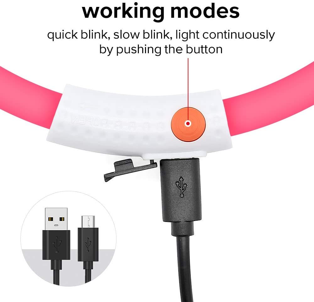 LED Leuchthalsband Für Hunde – USB-wiederaufladbar, Längenverstellbar, Wasserdicht, Mit 3 Lichtmodi