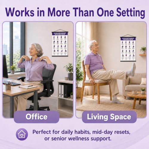 Tvisenva Tai Chi Chair Workout Chart for Seniors - Chair Tai Chi Exercise Poster for Beginners - 16 Seated Tai Chi Movements for Balance, Flexibility, Mobility and Relaxation - 16 x 24 Inch Wall Art by Tvisenva - Used condition - Image 7