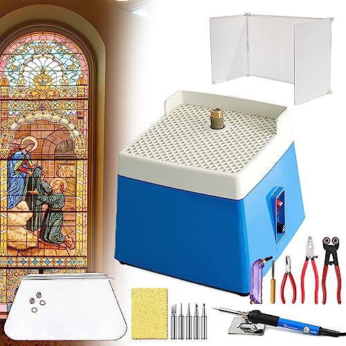 Tool Kit Stained Glass Grinder Set, Beginner DIY Crafting Starter Kit for Stained Glass/Mosaic Craft, with Soldering Iron Gun & Glass Cutting Set