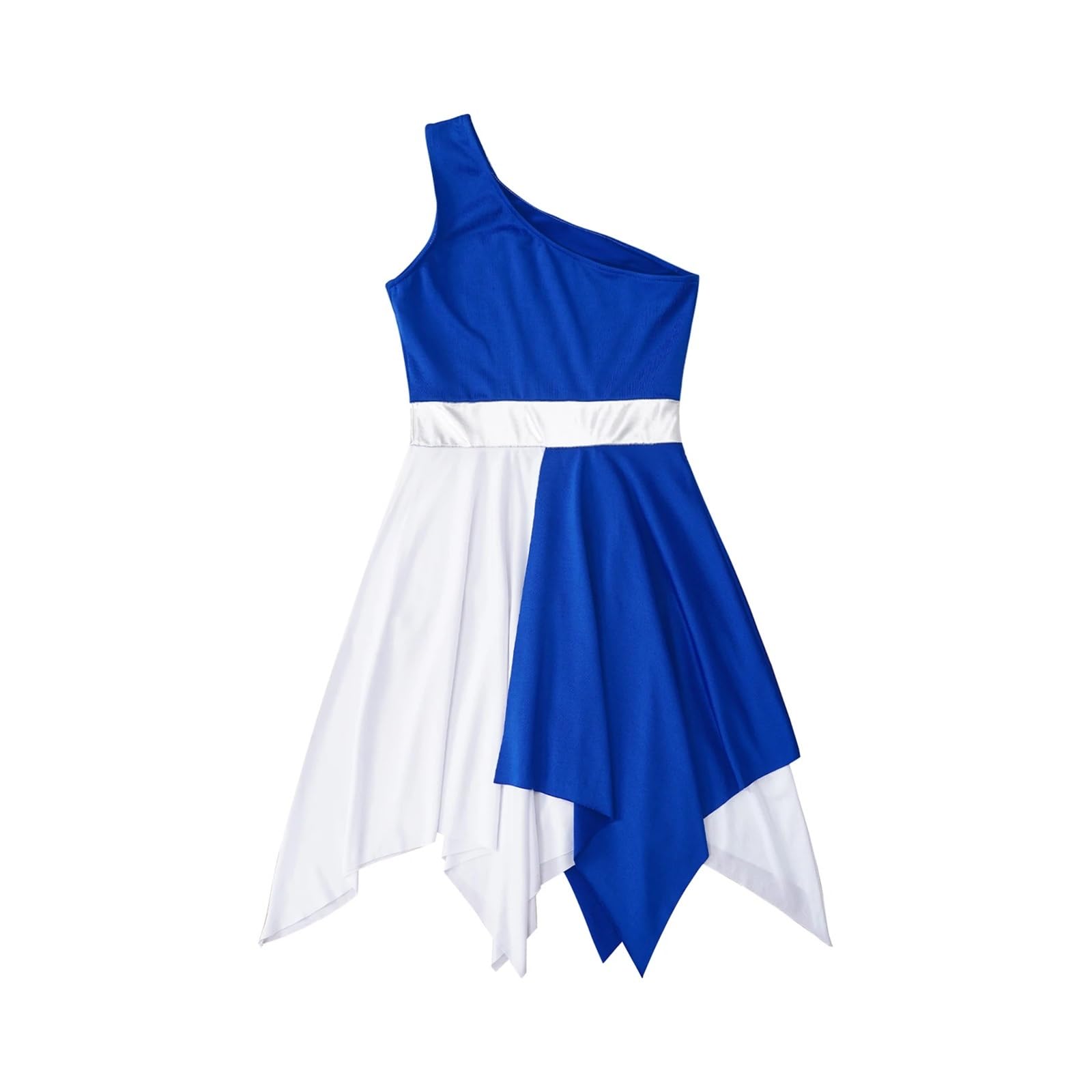 Vestido De Patinaje ArtíStico Traje de baile lírico for niña, de un solo hombro, asimétrico, moderno, for danza de alabanza, for adoración, ropa de baile litúrgico, patinaje sobre hielo Para ArtíStico