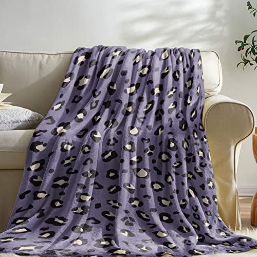 Sowide Cheetah Print Blanket, Purple Leopard Soft Fleece Flannel Animal Cozy Warm Blanket Throw - Image 3