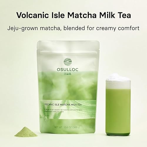 Miniatura 3 de OSULLOC Volcanic Isle Matcha - Té con leche Jeju Matcha Latte en polvo premium, solo agrega agua, cremoso y suave, bolsa grande (10.6 onzas, 10.58