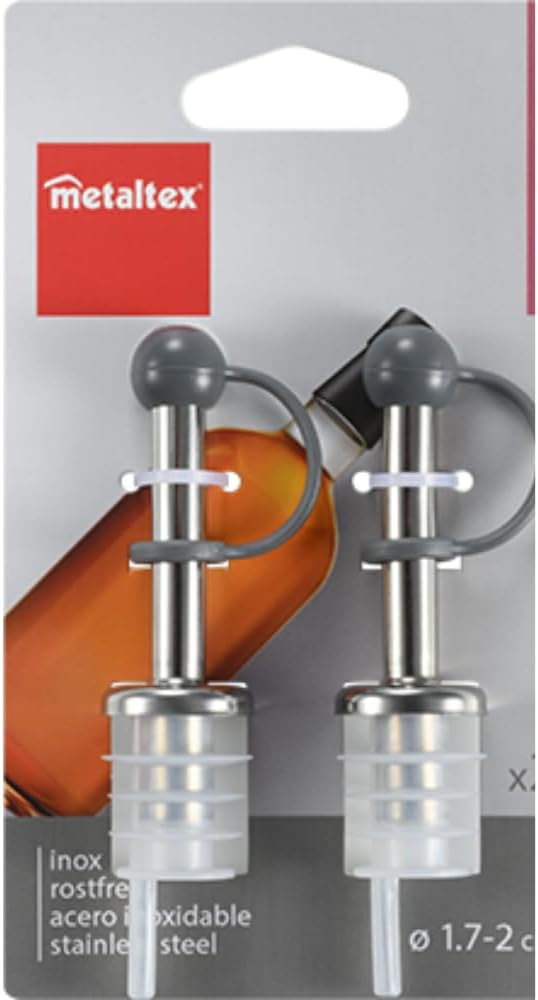 Metaltex 2 Piece Of Stainless Steel Pourer, Silver