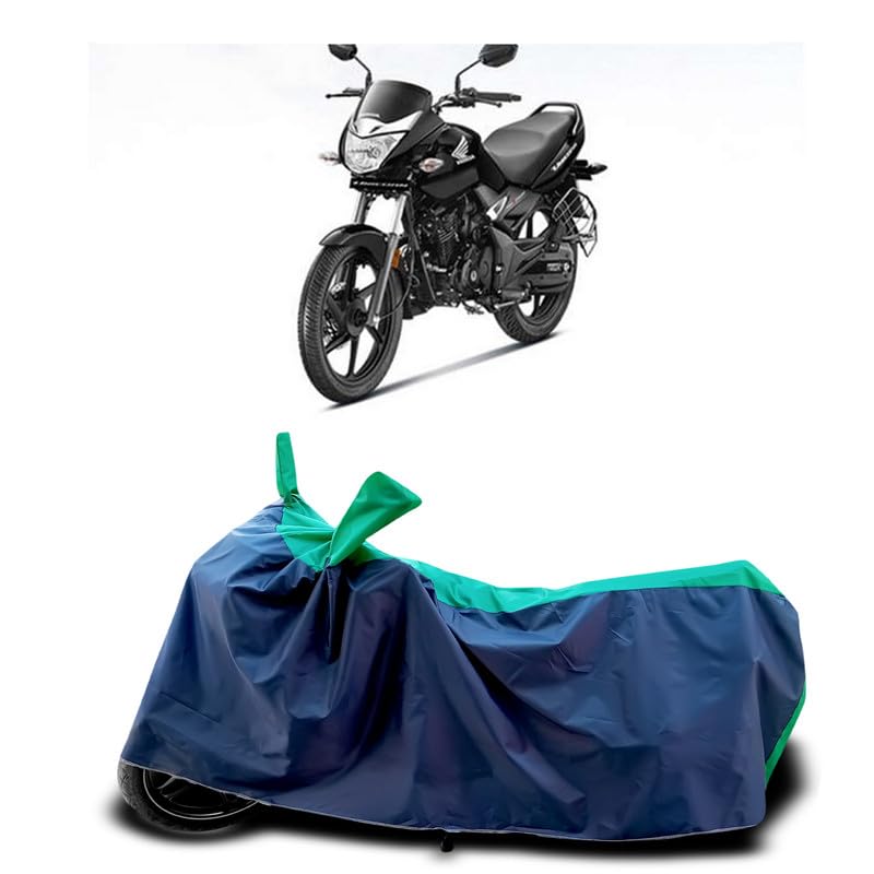 Image of DUFFEL-Two Wheeler Bike Body Cover Compatible for Unicorn Bs6 Heat Protectio /UV-Rays /Birds Dropping /DustProof /Waterproof Indoor Outdoor and Parking Full Body Protection All Variants [Green Patta]