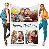 Printwoo Custom Blanket with Photos, Personalized Photo Blankets Using My Own Photos, Customized Blankets with Pictures, Personalized Gifts for Birthday, Anniversary