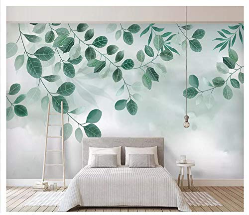 Klassische Mode seidige Tapete frische grüne Blatt Pflanze Blume Aquarell TV Hintergrund Papel de Parede 3d Tapete - 200x140cm/79"x 55