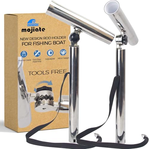 Mojiate Boat Fishing Rod Holder Outrigger Mount Stainless Steel Yacht Rod Rack Pod Adjustable-2PCS