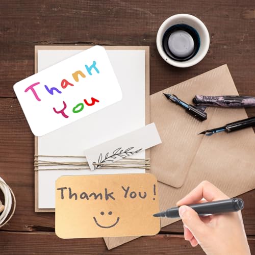 400 Stück Blanko Papier Karten, Leere Karten, 5x9 cm, 200g/m², für Dankeskarten, Geschenkanhänger, Bastelprojekte & Postkarten (200 weiß + 200 braun)