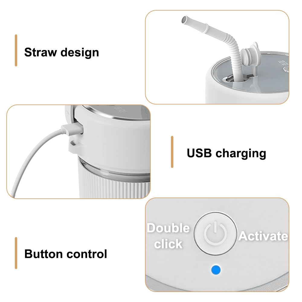 DONGKER Blender Cup,Electric Fruit Blender Maker Open Lid Power-off Function with Lid & Straw & 6 Blades for Kitchen Travel Gym Office Sports