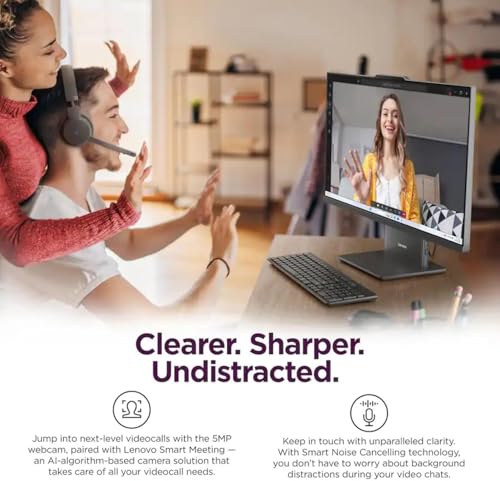 Image of Lenovo IdeaCentre 27 inch Touchscreen All-in-One Desktop Computer • 6-core AMD Ryzen 5 Processor • 16GB DDR5 • 256GB SSD • Office 365 for The Web • Wireless KB&Mouse • Wireless Charging Base • Win 11