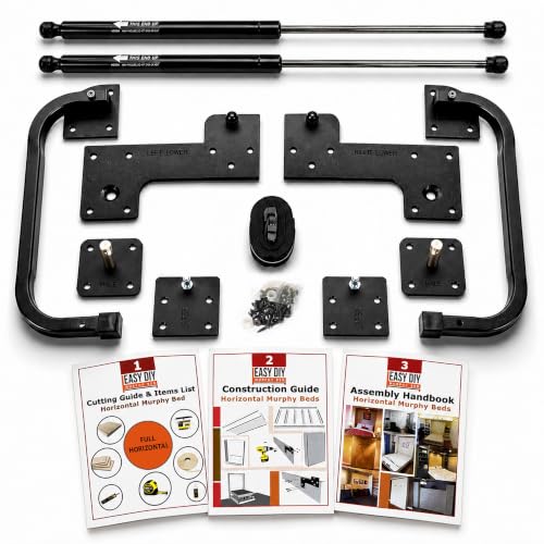 Full Size Horizontal Murphy Bed Hardware Kit Side-Fold Wall Bed Frame DIY Murphy Bed Kit with Gas Pistons +3 Step-by-Step Guides Made in North America Hideaway Bed for Low Ceilings
