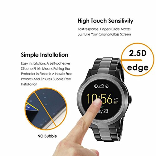 Pellicola In Vetro Temperato Per Fossil Q Founder Gen 2 (3 Pezzi) - Protezione Schermo 9H Anti-Graffio, Anti-Impronta, Facile Installazione