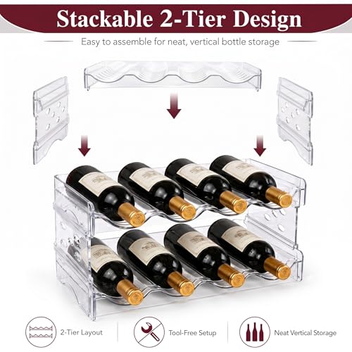 Stackable-Acrylic-Wine-Rack-2-Tier-Clear-Wine-Bottle-Holder-for-Fridge-and-Countertop-Holds-8-Bottles-Space-Saving-Storage-for-Cabinet-Pantry-and-Bar