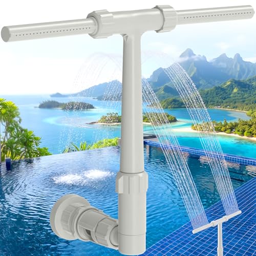 Pool Fountain for Above Ground & Inground Pools with Extension Dual Spray Pool Waterfall Fountain Adjustable Pool Sprinkler Fountain for Swimming Pools Cooling Waterfall Spray Pool Accessories