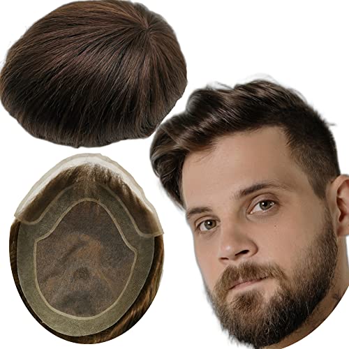 Toupet Cheveux Humains pour Hommes Yanahair Brun Foncé 8x10